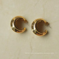 Fashion C Shape Joyería de oro Pendientes de joyas de acero inoxidable Pendientes de oro